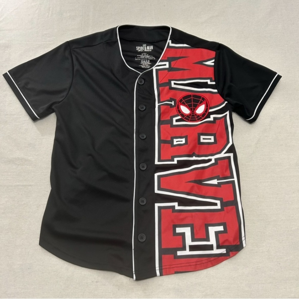 Marvel Spider-Man Miles Morales Men’s Size Medium Black Shirt/Jersey Baseball